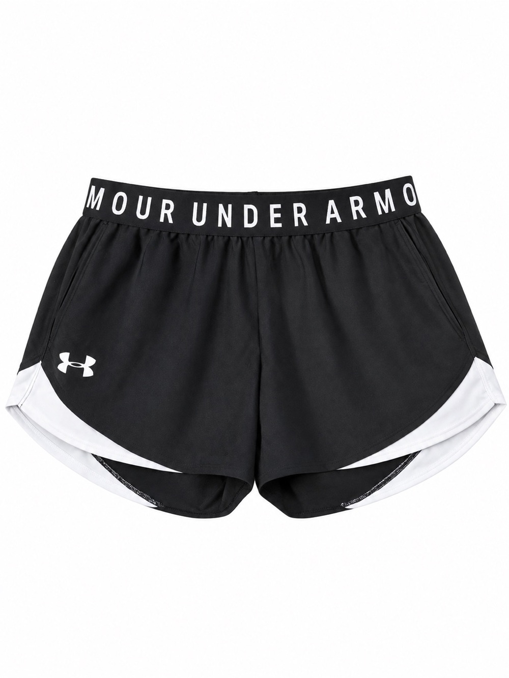 Under Armour Black Athletic Shorts with White Accents size small
